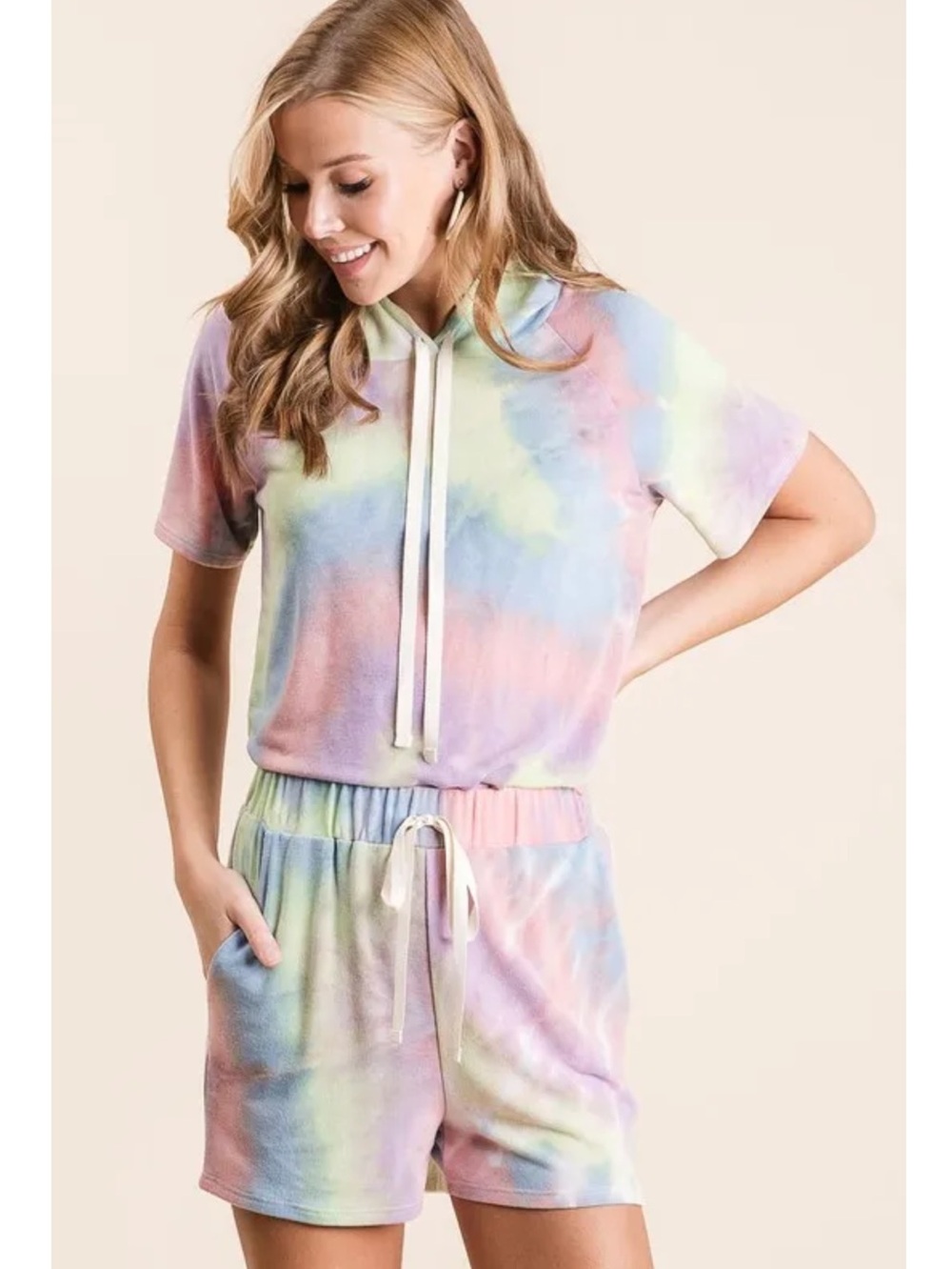 NIP 2 pc BiBi Tie-Dye Hooded Top & Shorts Set